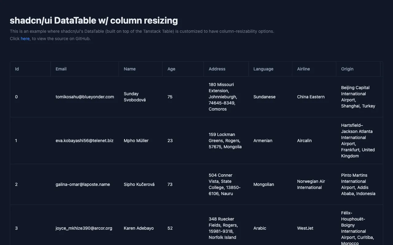 Advanced Data Table - Screenshot preview