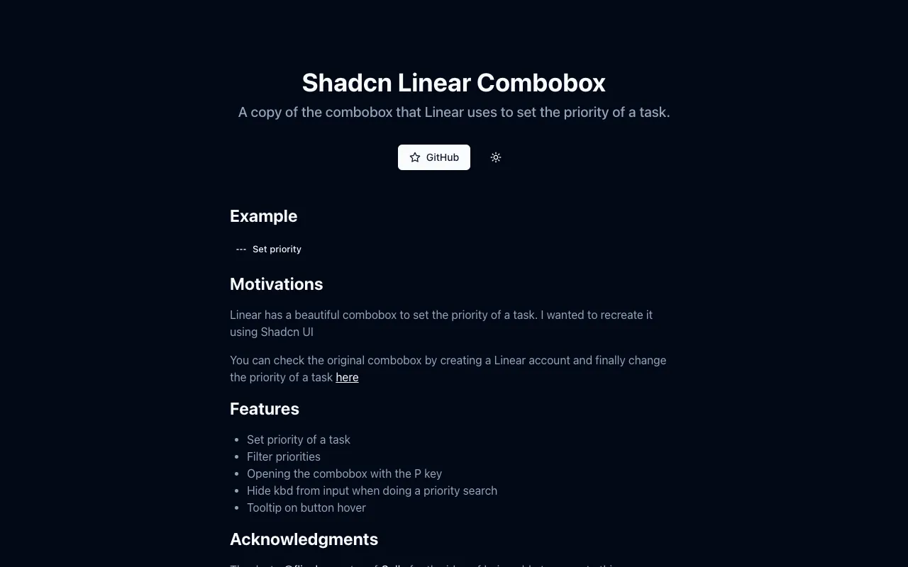 shadcn-linear-combobox - Screenshot preview