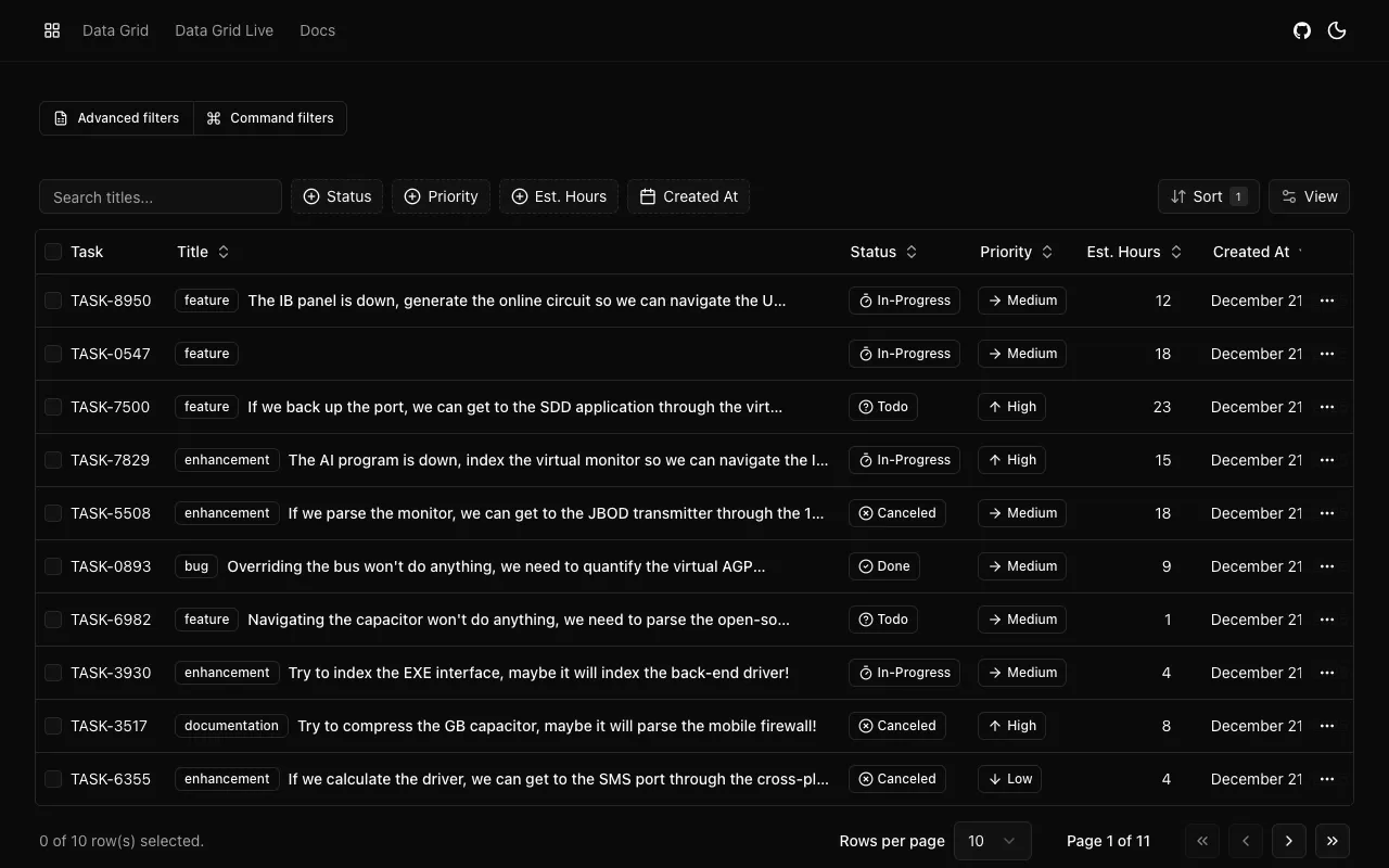 shadcn-table-v2 - Screenshot preview