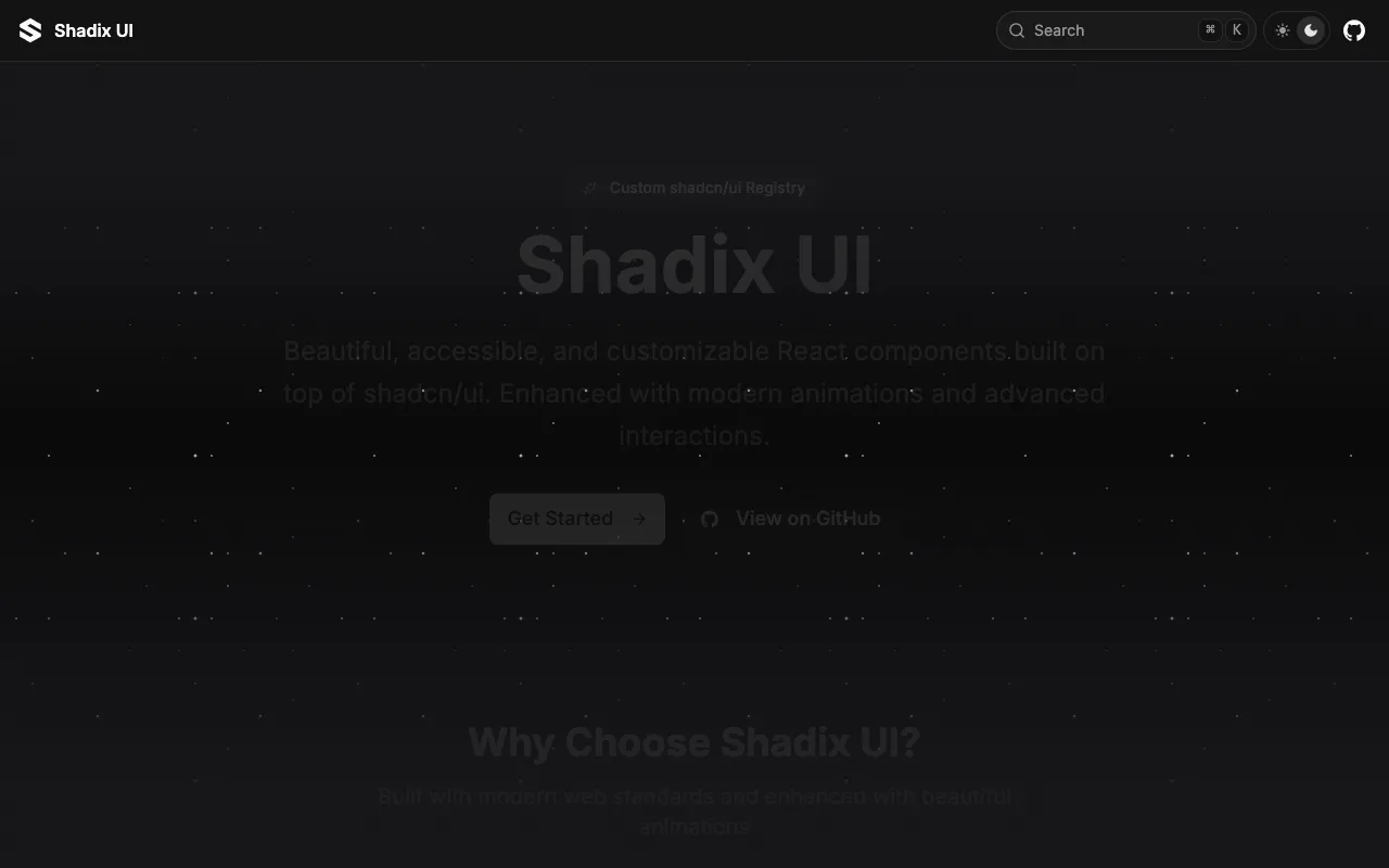 Shadix UI - Screenshot preview