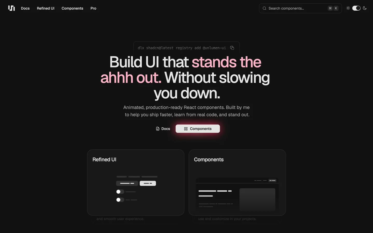 unlumen UI - Screenshot preview