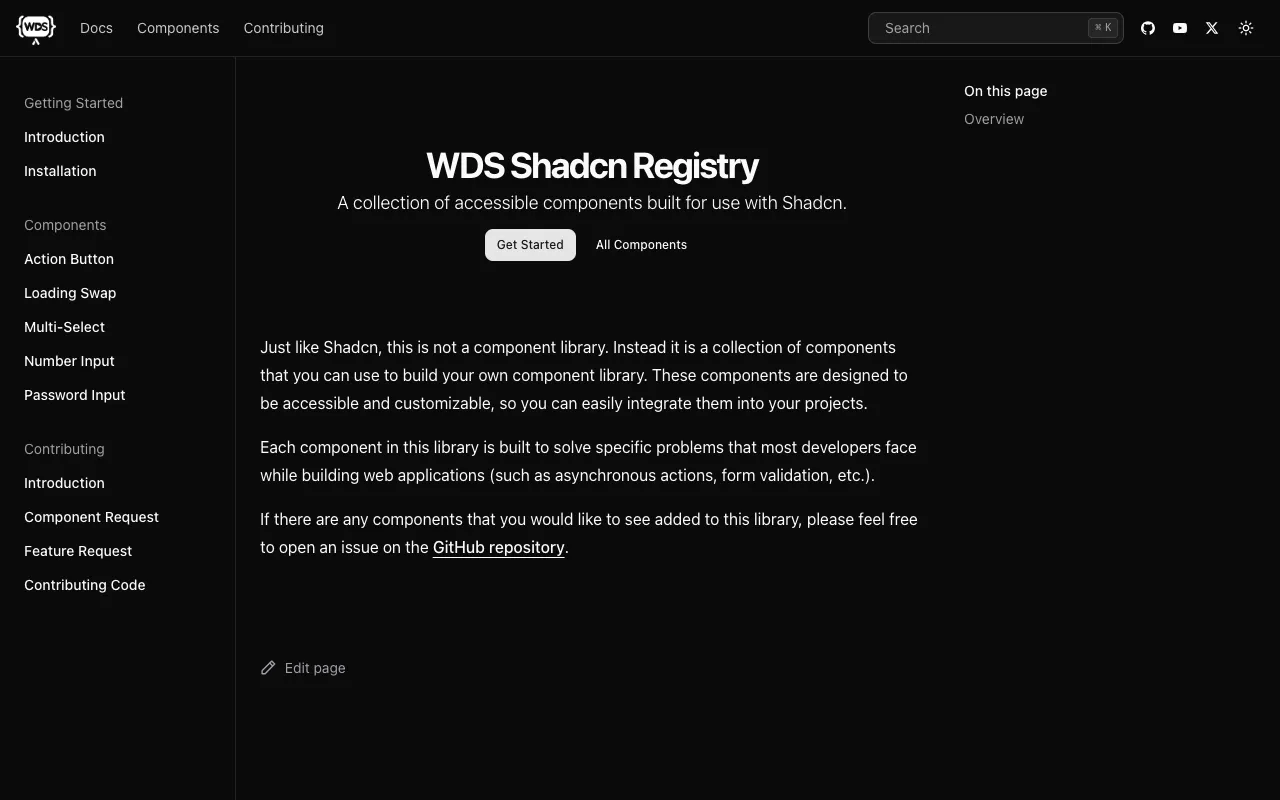 WDS Shadcn Registry - Screenshot preview
