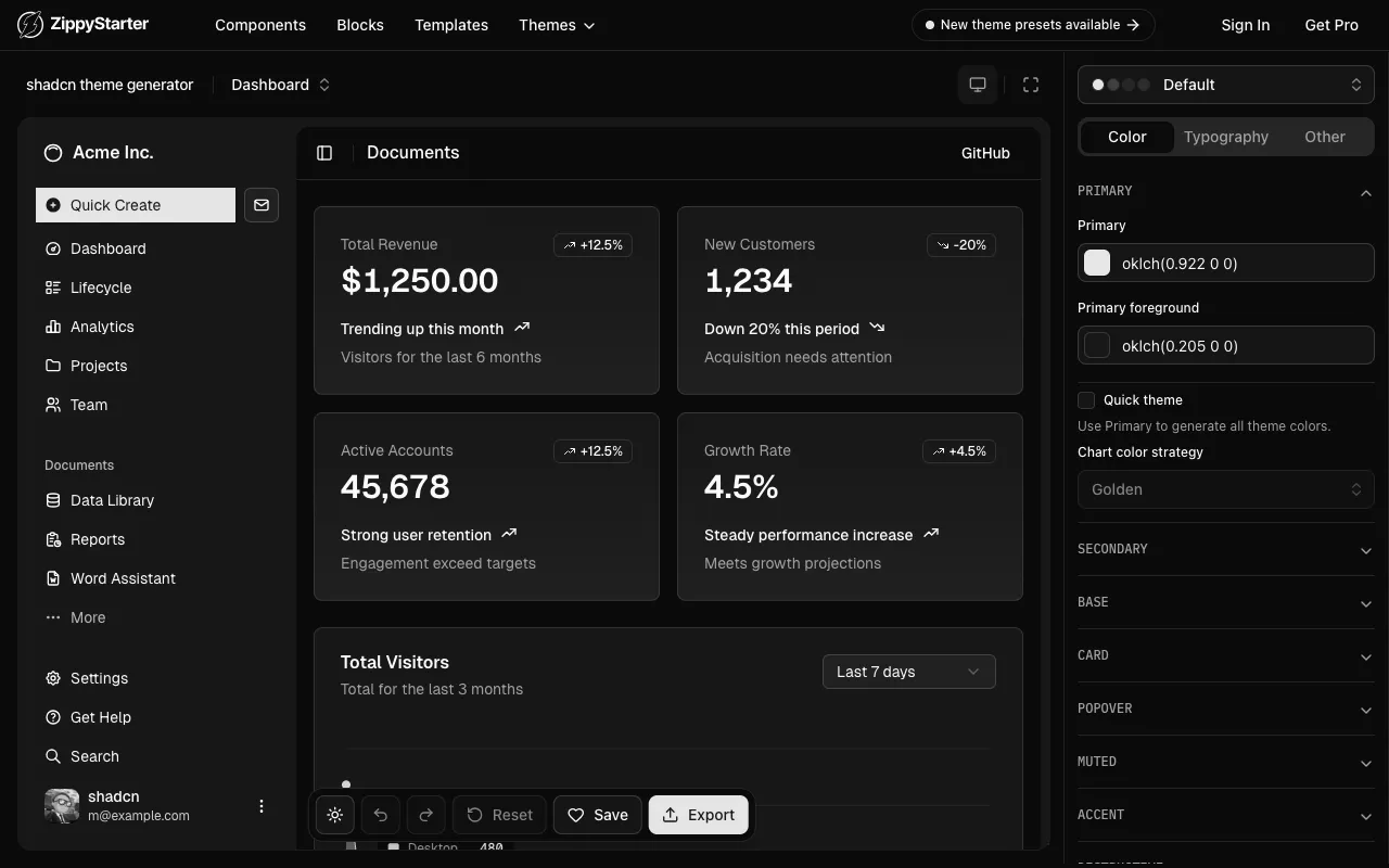 Zippy Theme Generator - Screenshot preview