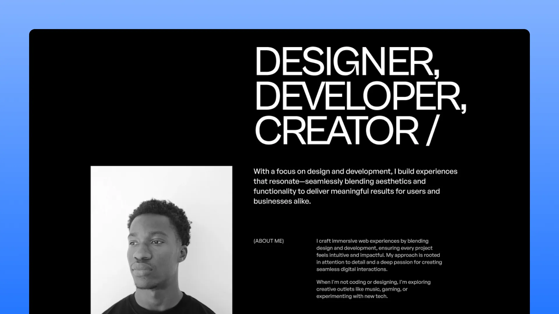 Arete — Freelance Creative Developer preview 3