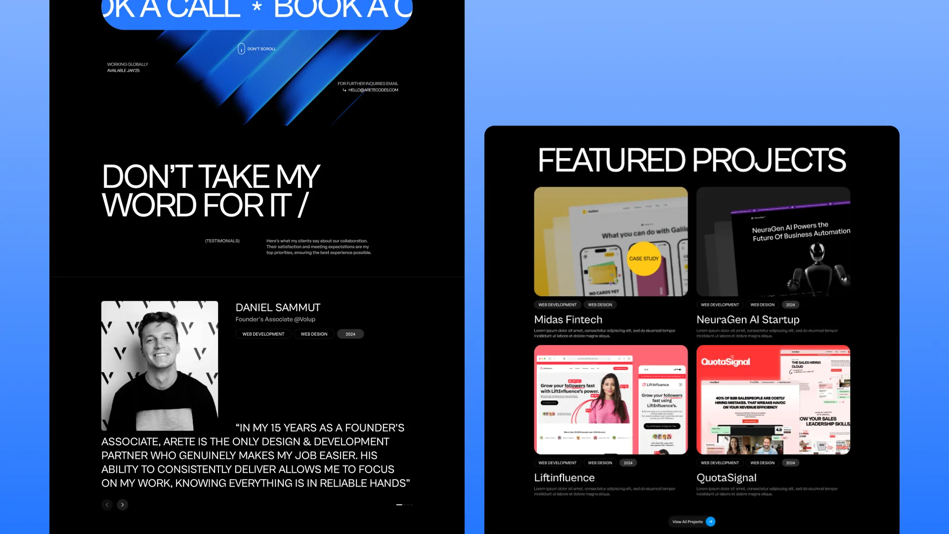 Arete — Freelance Creative Developer preview 4