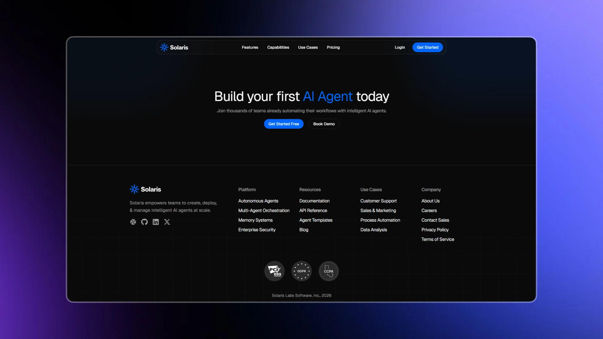 Solaris — AI Agent Startup preview 2