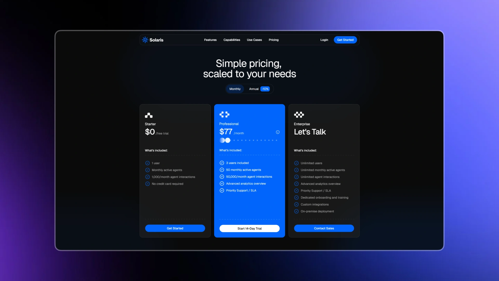 Solaris — AI Agent Startup preview 3